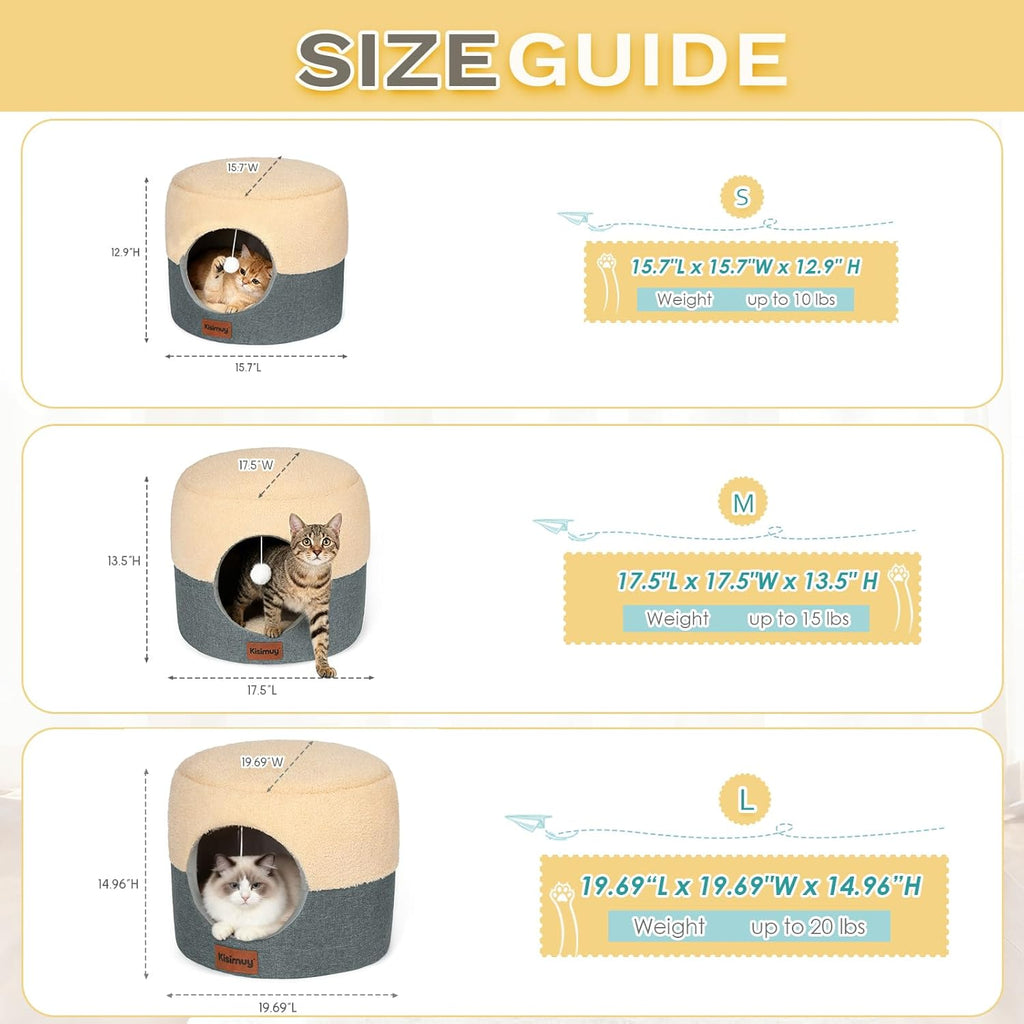 2-in-1 Cat Cave Bed & Lounger with Reversible Plush Cushion, Cat Bed for Indoor Cats, Foldable Anti-Slip Cat House
