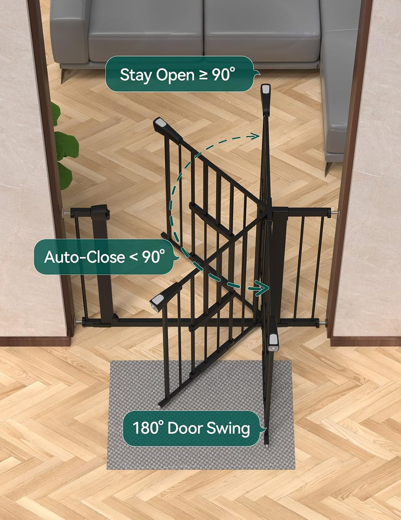 36" Tall Pet Gate with Cat Door, CatPrivilege II, 29-40", Black
