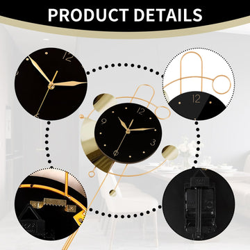 Wall Clock with Pendulum, Golden, 13.3x22.4 Inch