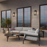 14" Outdoor Wall Light Fixtures Waterproofed Exterior Lantern W/Sturdy Rectangular Double Cage In Satin Black&Clear