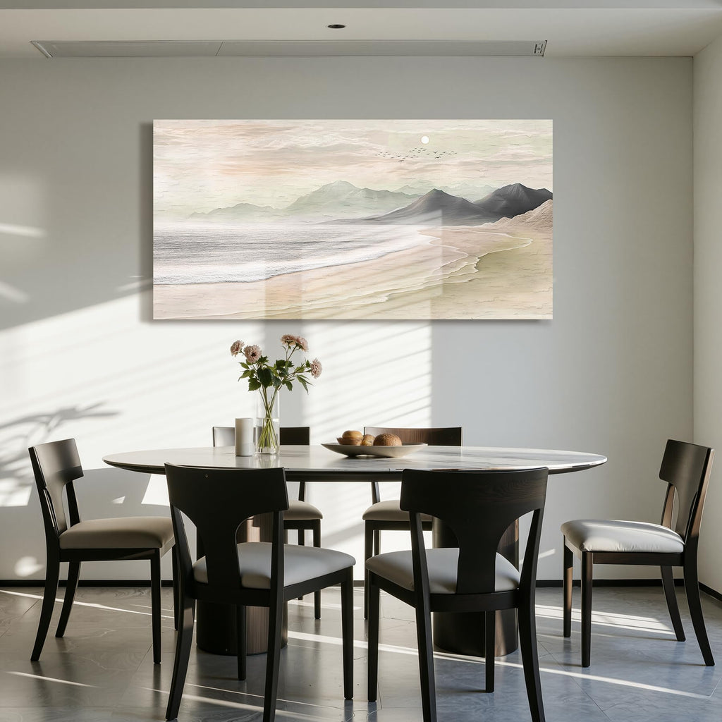 Japandi Coastal Wall Art Beach Mountain Large Wall Decor Neutral