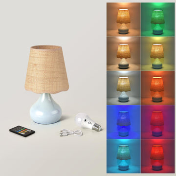 Cordless Table Lamp Rechargeable, Light Blue Mini Cute Table Lamp for Nightstand, Battery Operated Small Table Lamp