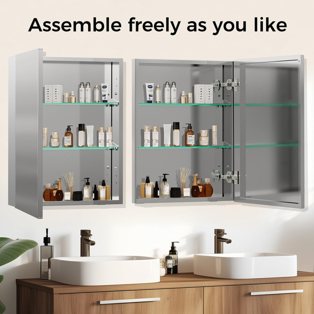 20 x 26 Inch Bathroom Medicine Cabinet with Beveled Edge Mirrored Door, Medicine Cabinet, Bathroom Mirror Cabinet, Home