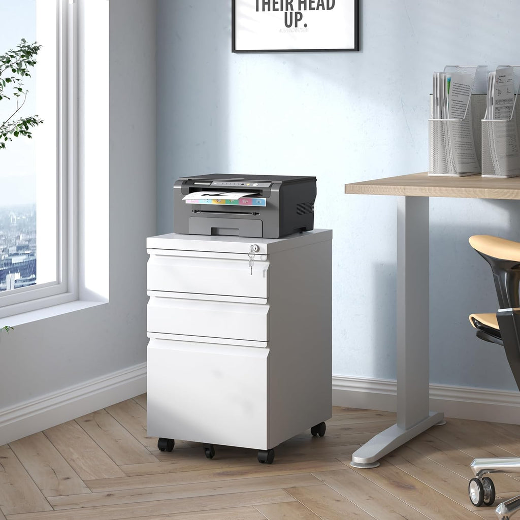 3 Drawer File Cabinet with Lock, File Cabinets ,Under Desk Cabinet, Locking File Cabinet for A4/Letter/Legal, Fully