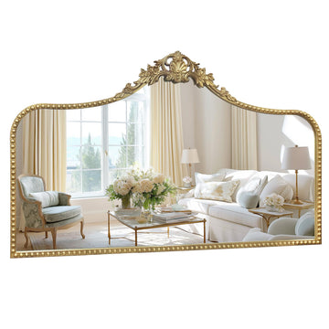 Vintage Baroque Mirror 48"X30", Victorian Antique Mirror with Gold Ornate Metal Frame for Fireplace Entryway Living