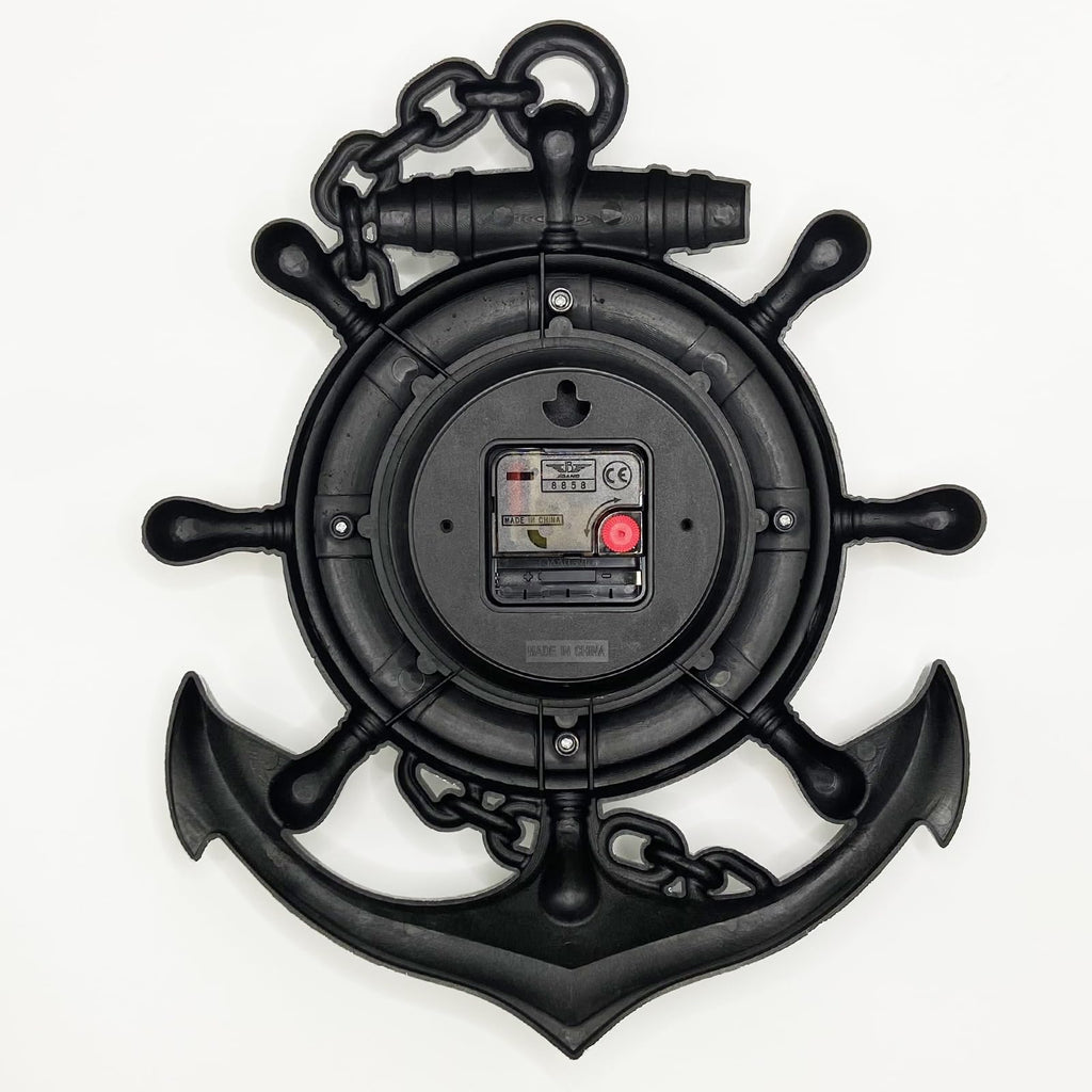 Anchor Outdoor Clock, Nautical Ship Wheel Rudder Wall Clock, Beach Sea Style Decorative Clock, Pool, Porch