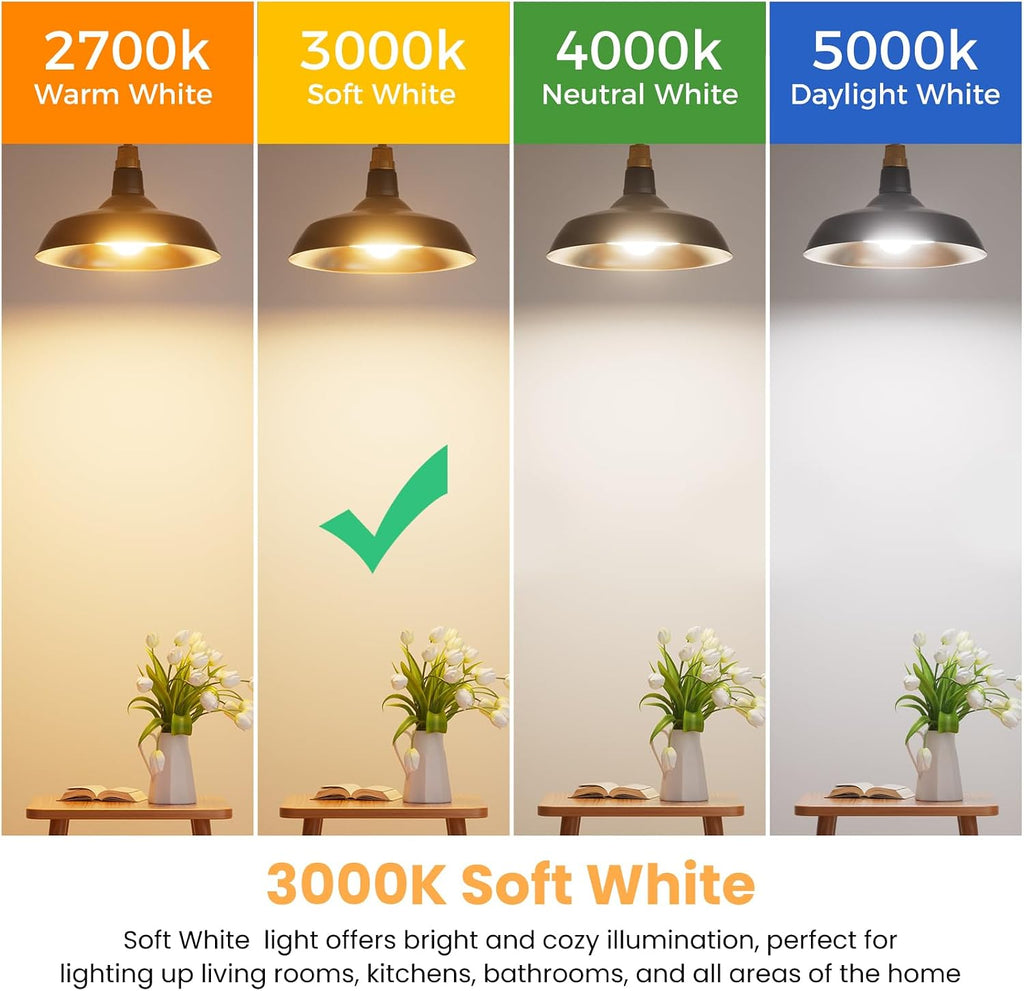 6 Pack A19 LED Light Bulbs, 60 Watt Equivalent, Soft Warm White 3000K
