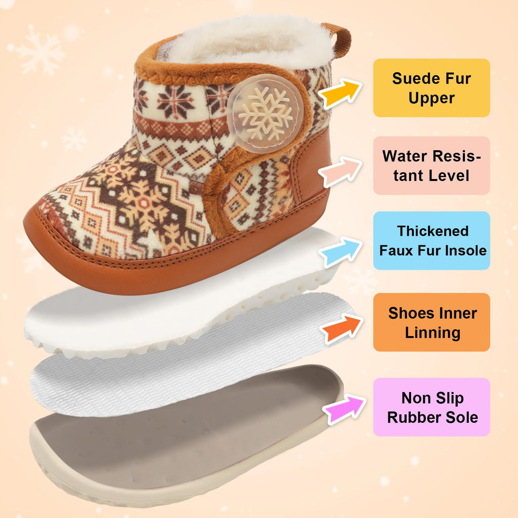 Baby Winter Boots Barefoot Warm Bootie Fair Isle Infants