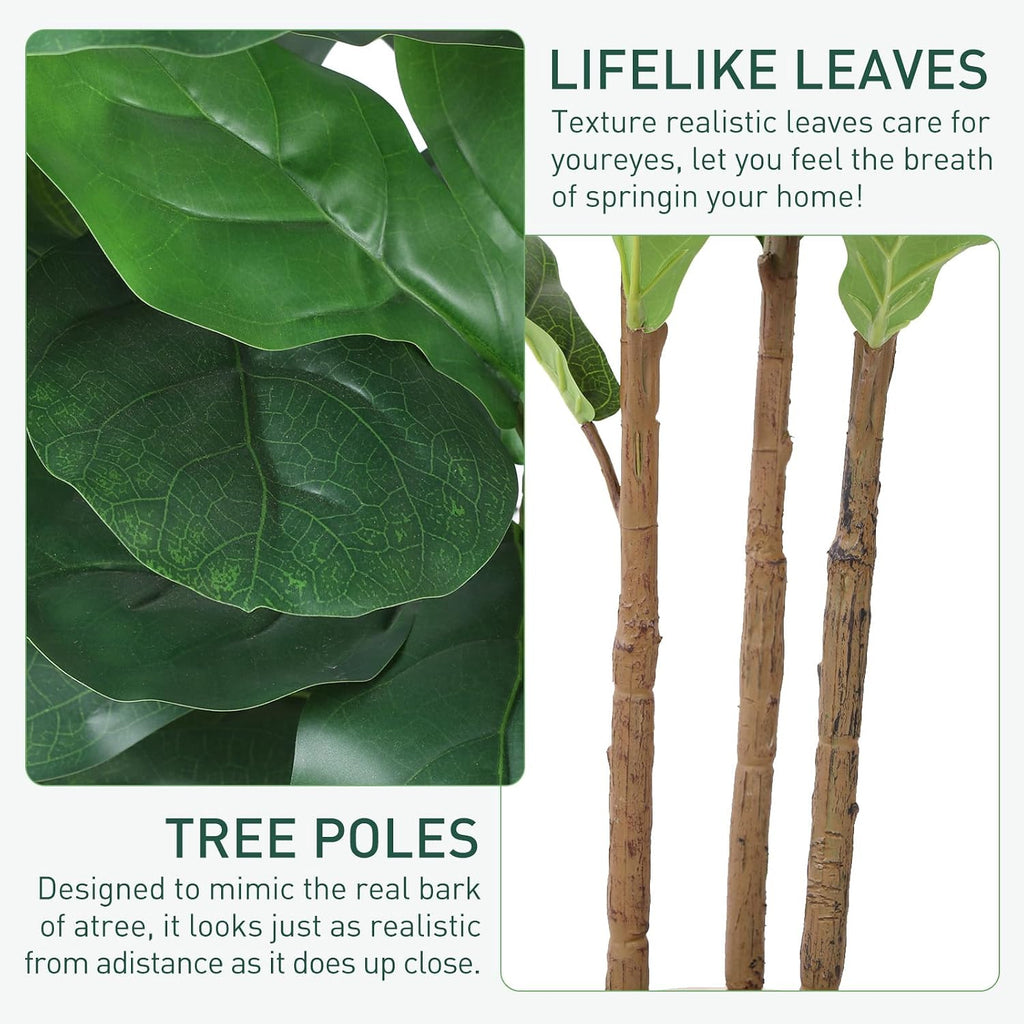 Artificial Fiddle Leaf Fig Tree 5FT Faux Fiddle Leaves Fig Tree Artificial Plants in Pot Outdoor Fake Tree Plants
