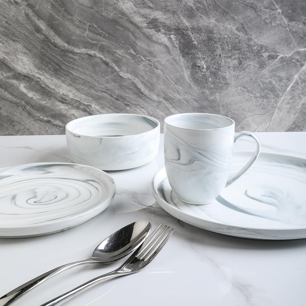 Lain Brighton 16-Piece Dinnerware Set Porcelain, Gray