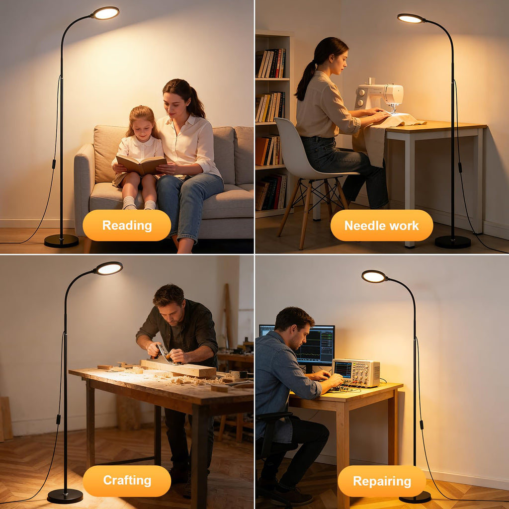 Black Dimming Bright Eye Protection Reading Floor Lamp