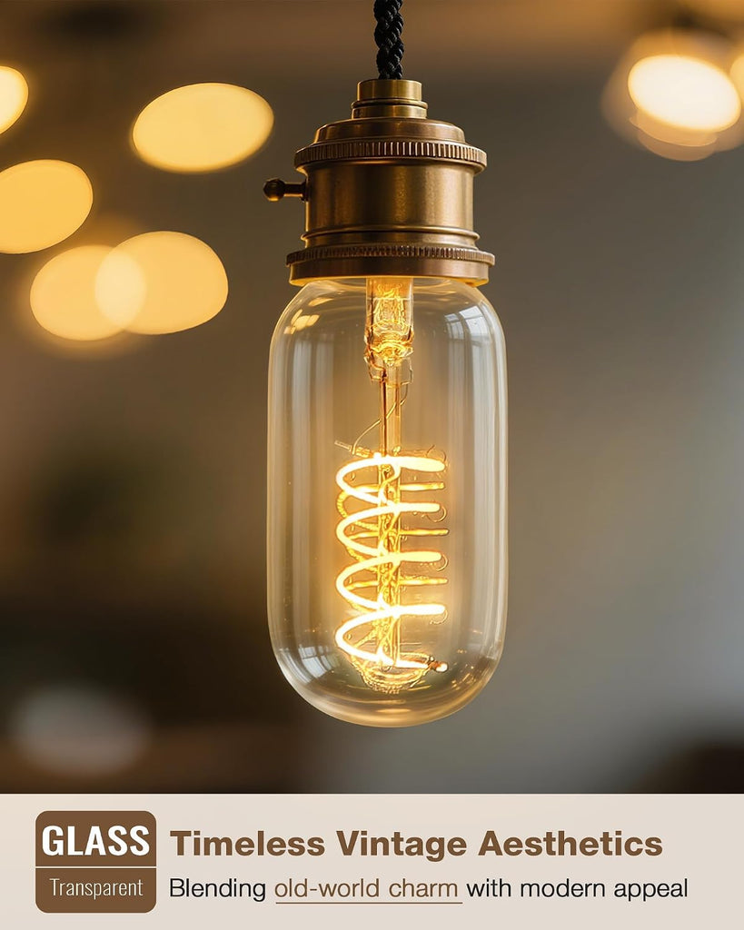 T45 Soft White Edison Bulbs, Dimmable E26 LED 40 Watt Equivalent 4 Pack