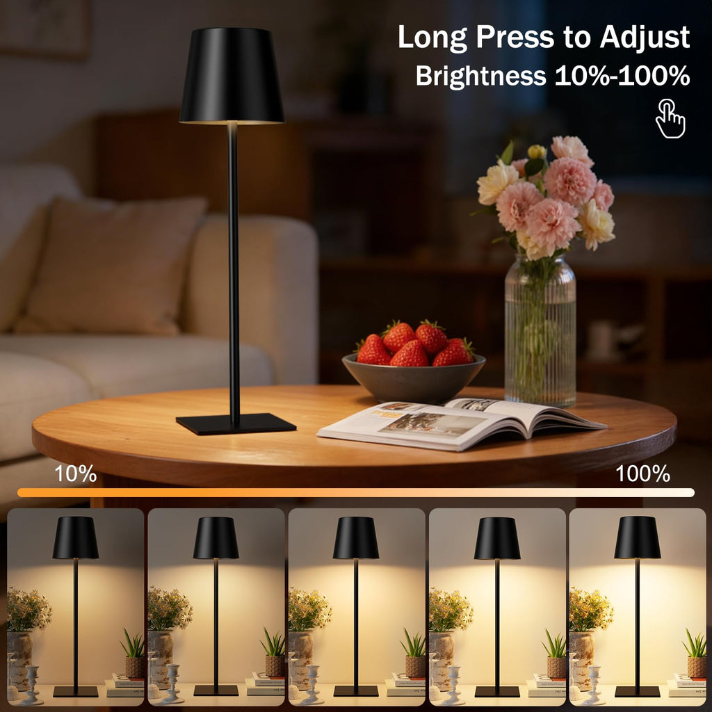 Black Cordless Rechargeable Table Lamps Set of 4