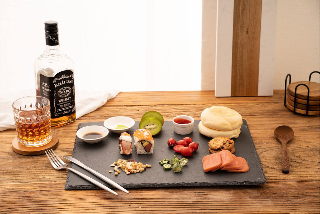 2 Pcs 16x12in Large Slate Cheese Boards Slate Board, Cheese Tray Serving Tray Serving Stone Tray Platter Pacemat