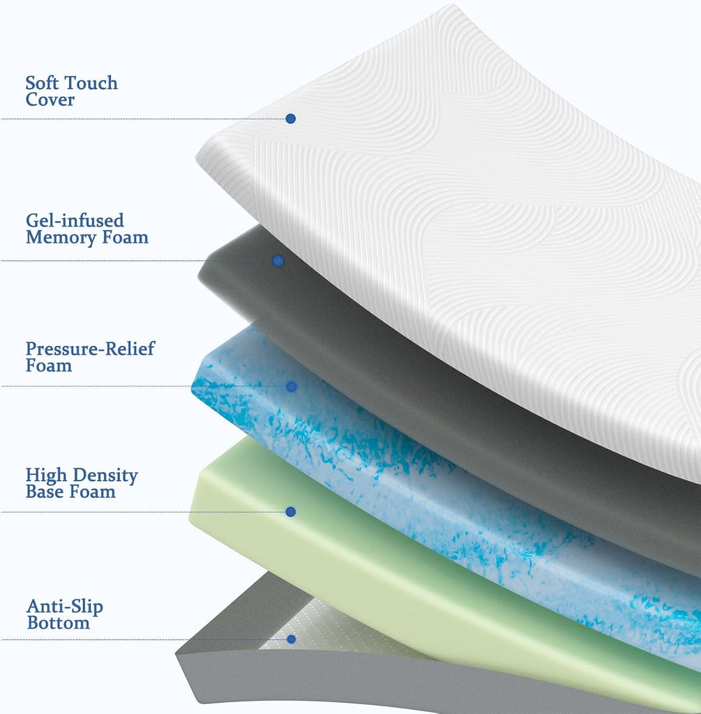 12 Inch Queen Foam Mattress Cooling Gel Memory for Pressure Relief & Deep Sleep, Medium Firm with Motion Isolation