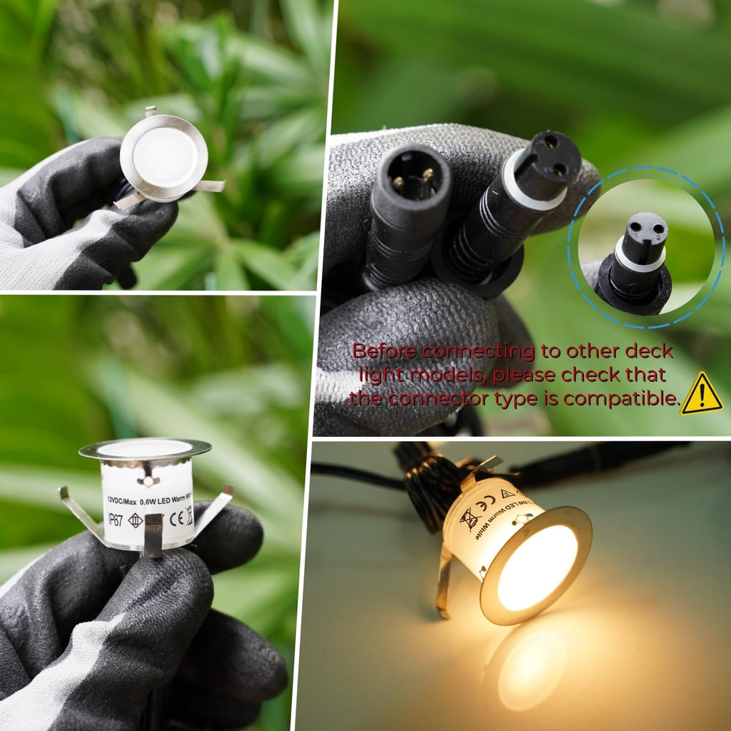 20 Pack Dimmable Recessed Deck Stair Lighting All-in-one with Timer Photocell Sensor Transformer Low Voltage LED Step