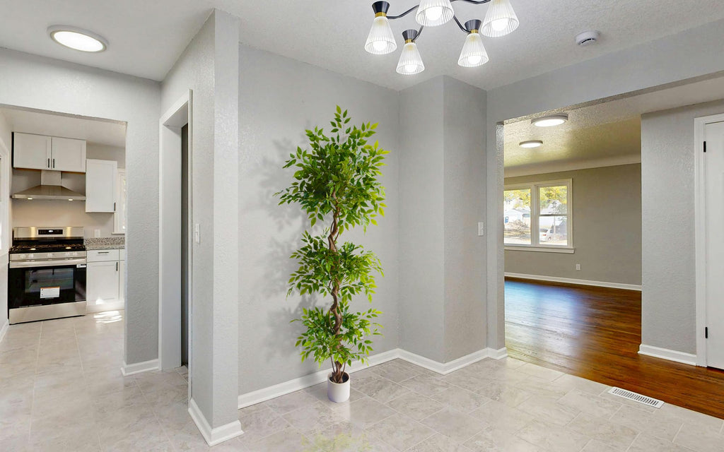 7ft Artificial Ficus Tree Fake Plant with White Planter