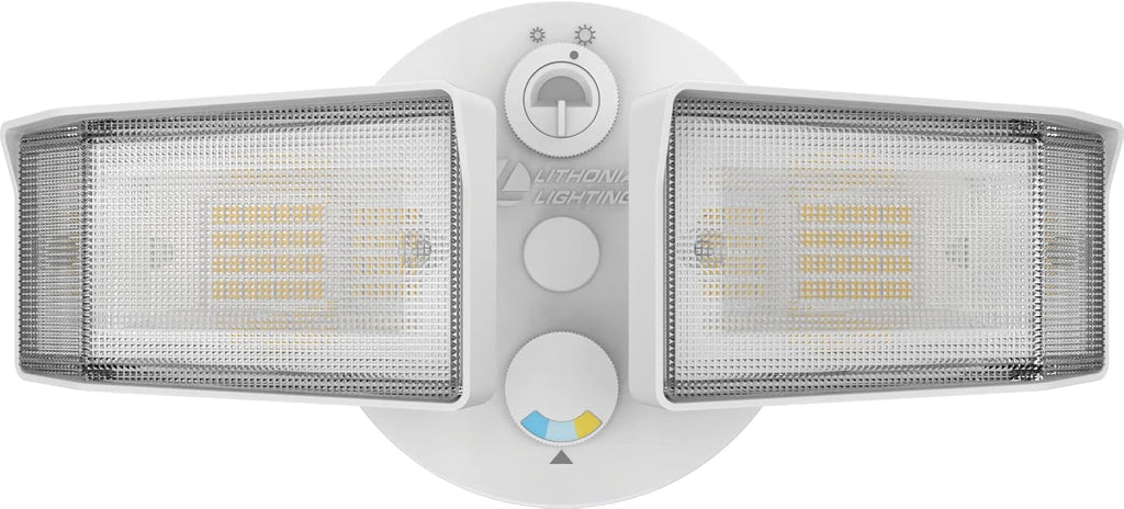 HomeGuard 2-Light LED Outdoor Flood Lights, Outdoor LED Lights, Dusk to Dawn Sensor, Adjustable Lumens, Selectable