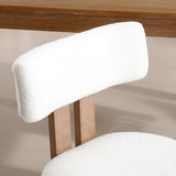 Dining Chairs Set of 2, Faux Fur Upholstered Dining Room Chairs with Wood Legs, White
