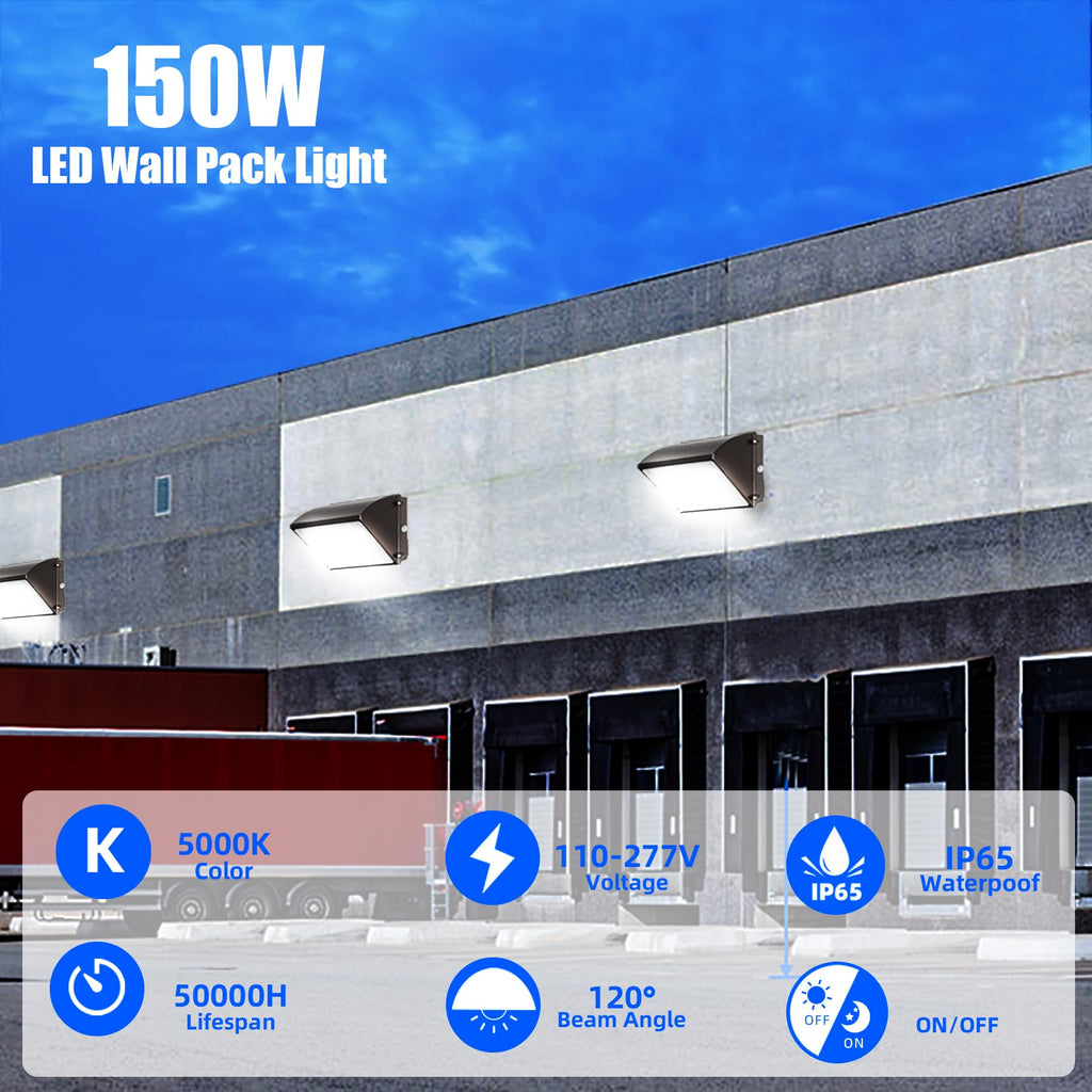 LED Wall Pack Light with Dusk to Dawn for Warehouse