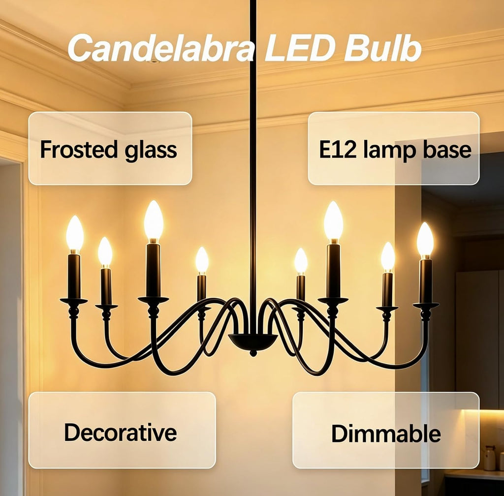 Frosted Chandelier Light Bulb 40W Dimmable E12 Candelabra LED Bulbs,2700K