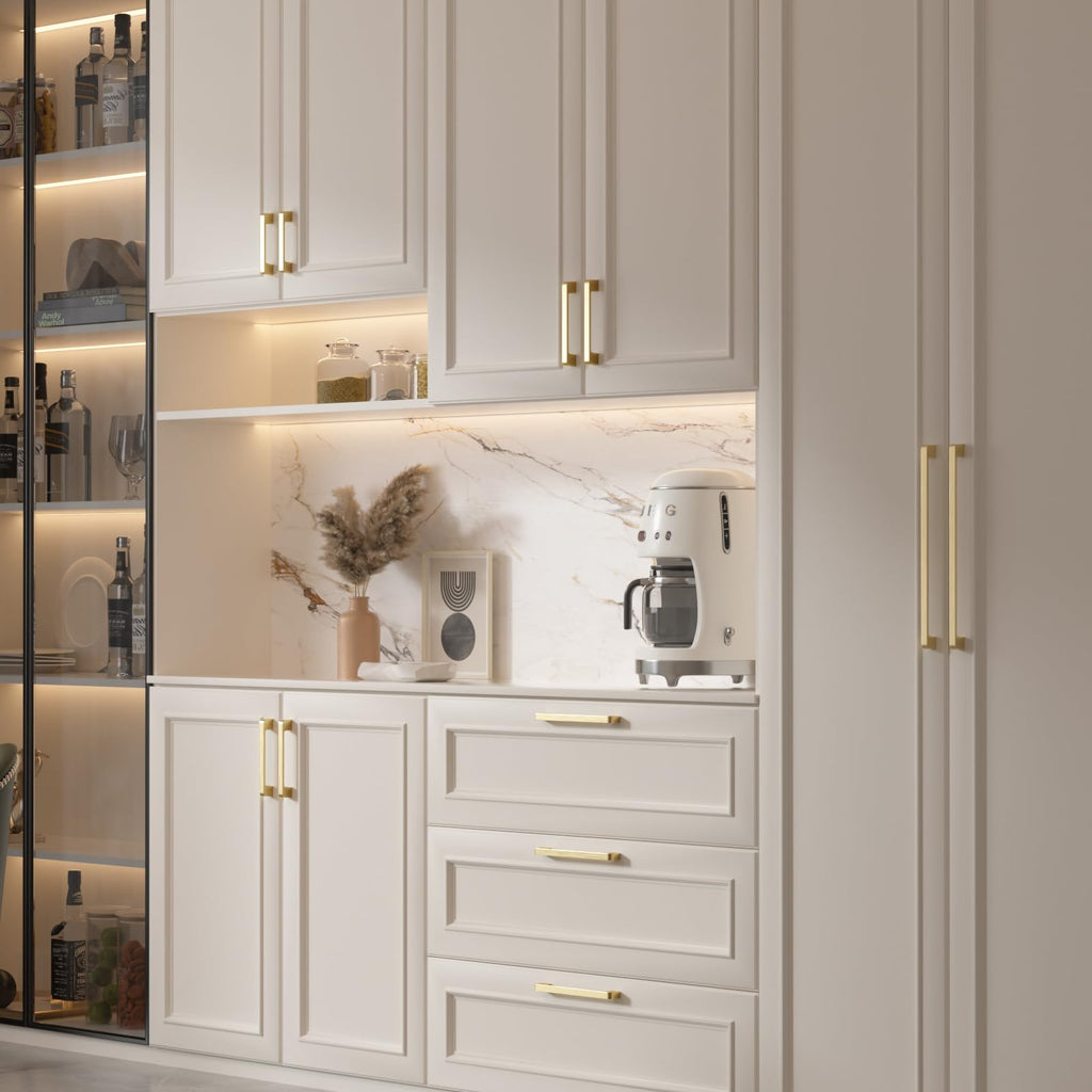Brushed Gold Cabinet Pulls 3-3/4" Gold Cabinet Handles 15 Pack