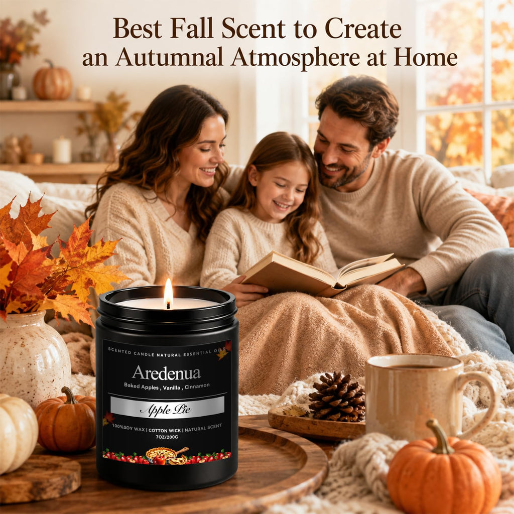 Fall Candles, Apple Pie Scented, Autumn Seasonal Candle
