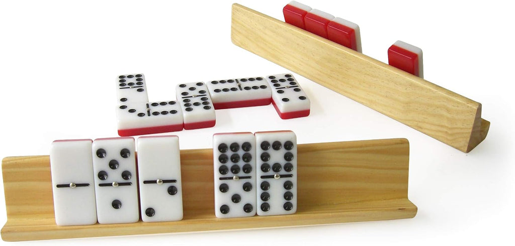 Wooden Domino Trays - Each Tray Can Hold Up to 10 Dominoes - Made for Double-six and Double-nine Dominoes - Set of 4
