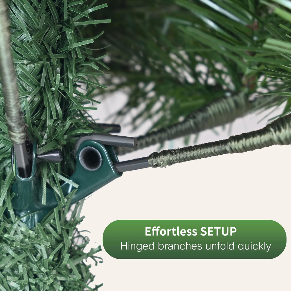 6ft Unlit Artificial Christmas Tree, Premium PE/PVC Tips, Hinged Xmas Tree for Outdoor & Indoor, Green