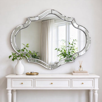 40"x28" Large Scalloped Beleved Decorative Mirror