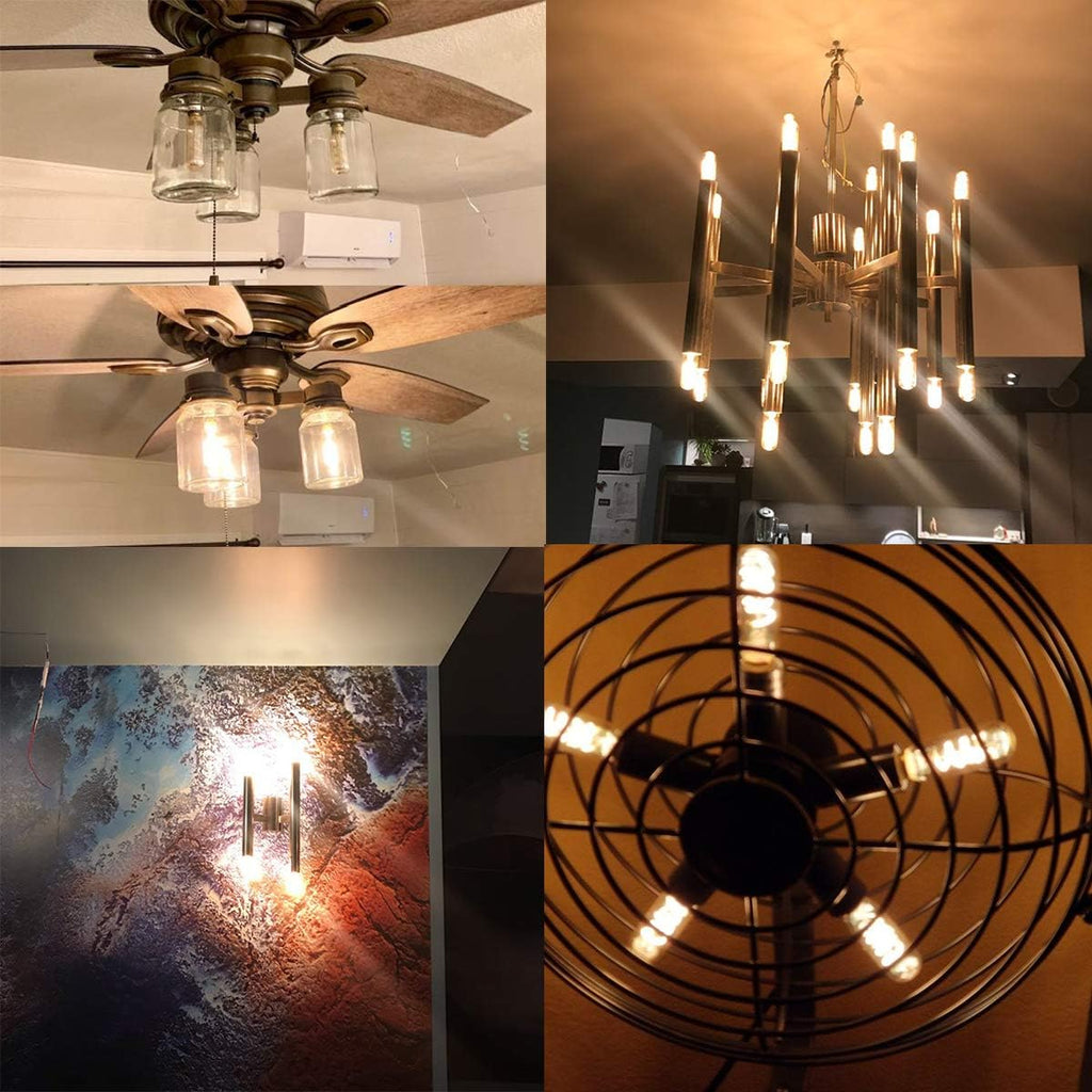 E12 25Watt Amber Light Bulbs,Low Wattage LED Filament Light Bulbs,2200K