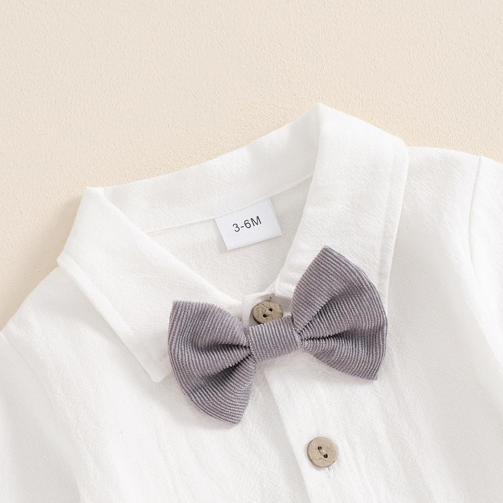 Infant Baby Boy Clothes Suit Bowtie Dress Romper+Suspender Pants Overalls Gentleman Wedding Outfits Formal