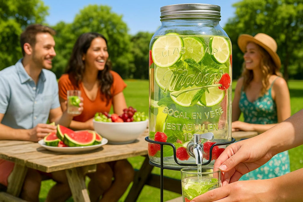 Mason Jar Drink Dispenser with Stand, 1 Gallon Glass