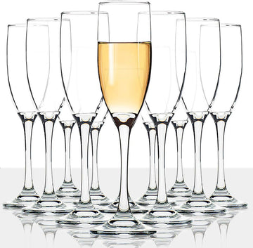 Classic Champagne Flutes, Set of 12, 6 Oz Premium Stemmed Champagne Glasses, Sparkling Wine Glass