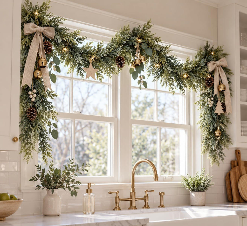 15FT Real Touch Artificial Cedar Garland for Christmas Decor