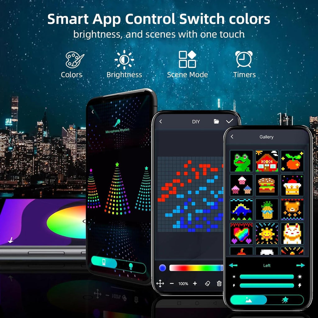 7ft Smart Christmas Tree Lights, 400 LED RGB+White, DIY 16 Million Colors & 12 Modes, App & Remote Control