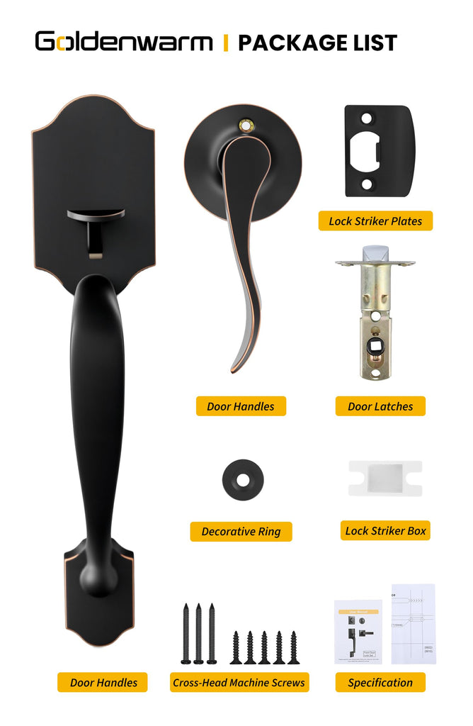 Front Door Handle, Oil Rubbed Bronze Entry Door Handles