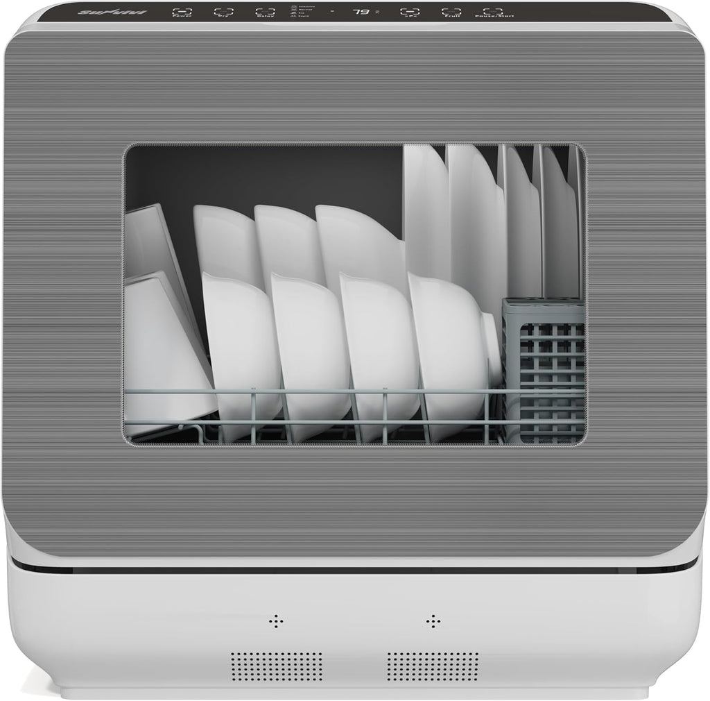 18" Compact Countertop Dishwasher with 6 Modes, Portable Dishwasher with Dual Water Supply, 12H Dela