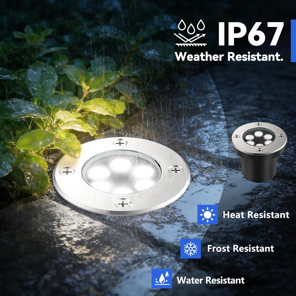 8 Pack Low Voltage Landscape Lights, 6000K LED Well Lights