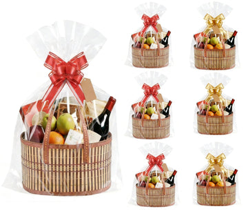 6 Set Baskets for Gifts Empty Bulk Large Woven Bamboo Gift Basket Empty