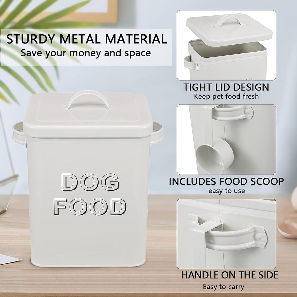 Metal Dog Food Storage Container Airtight Pet Food Treat Bin 6 lbs