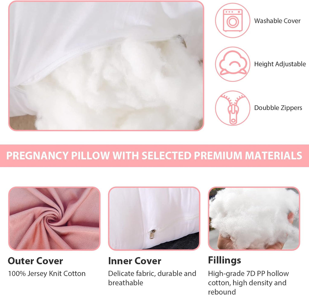 Pregnancy Pillow,57 inches U Shaped Maternity Pillow with Removable Cover Full Body Pillow Support for Back, HIPS