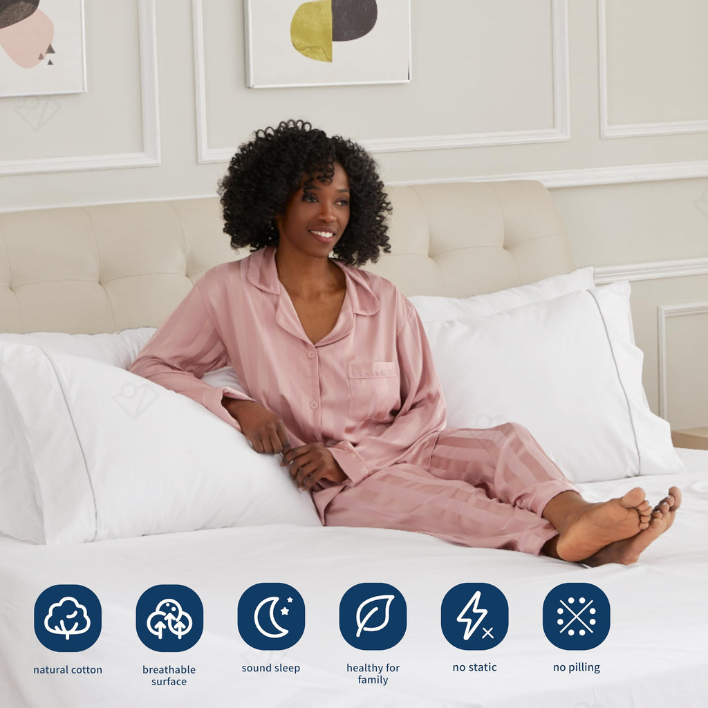 Extra Deep Queen Sheet Sets 100% Cotton Sateen, White