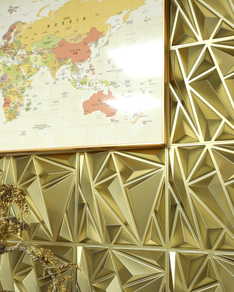 Gold 3D Wall Panels, 12''x12'', PVC, 33 Pack