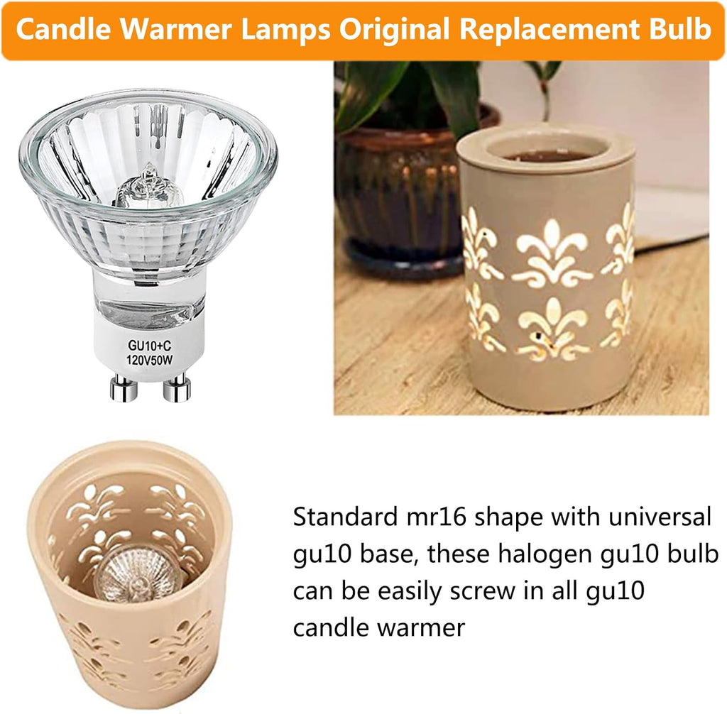 GU10 Halogen Light Bulbs,50W 110-130V Candle Warmer Lamp Bulb,6 Pack