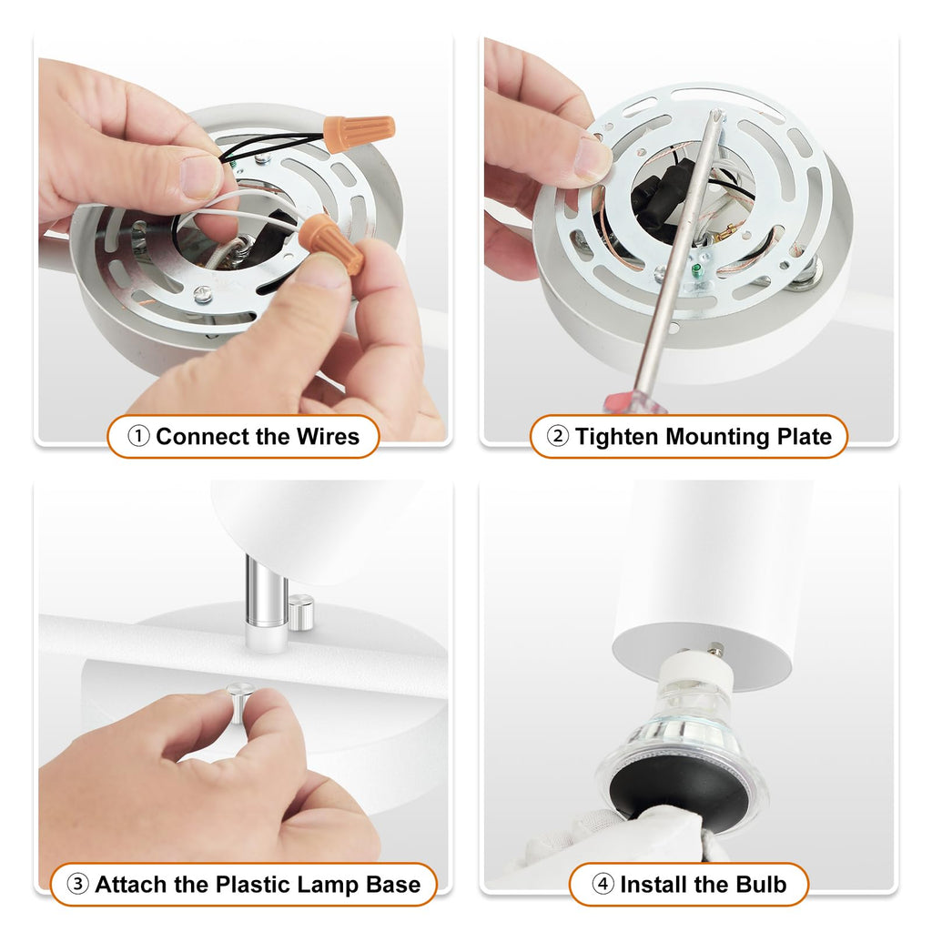 White Track Lighting, 3 Light Track Lighting Kit, White 3 Way Modern Ceiling Spotlight, Flexibly Rotatable Light