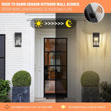 Dusk to Dawn Outdoor Wall Lanterns Small Modern Exterior Light Fixture Aluminum with Crack-Like Glass