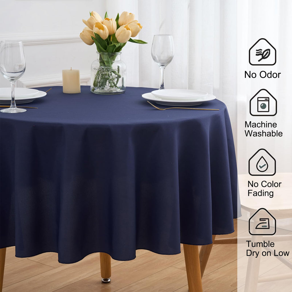 Navy Blue 6 Pack Round 60 Inch Tablecloth, Premium Polyester Table Cloth Washable Table Cover Stain and Wrinkle