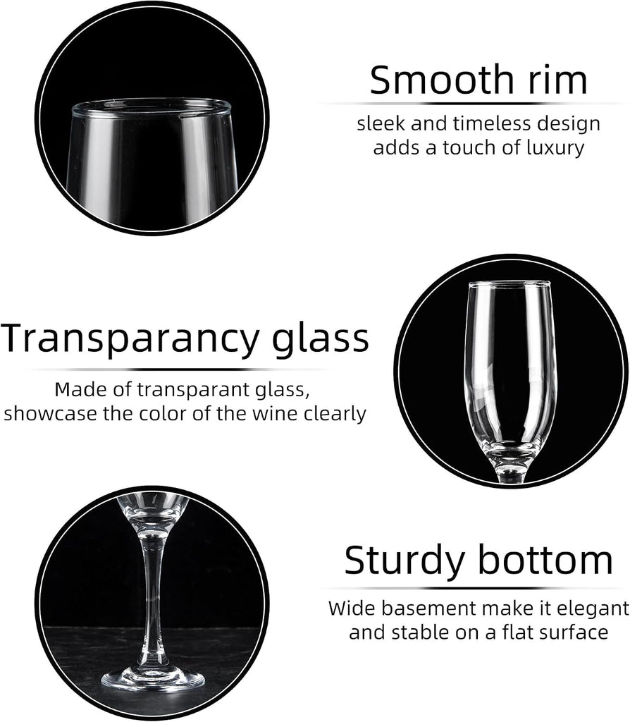 Champagne Glasses, Set of 12 Champagne Flutes with Classic Shape, Long stem Sparkling Wine glasses , Wine Toasting