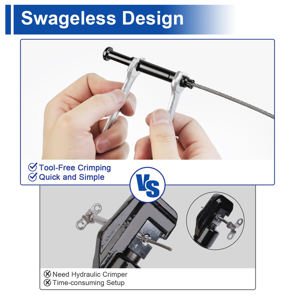 20 Pack 3/16" Black Swageless Invisible Cable Railing Kits